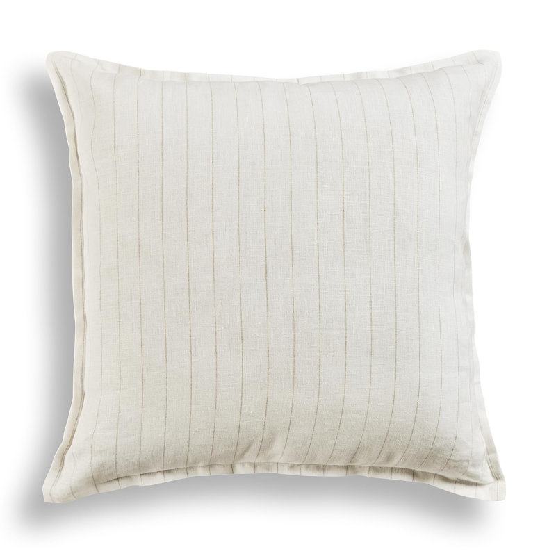 Santa Barbara - 100% Pure Linen Pillow Cover, Natural/White Striped