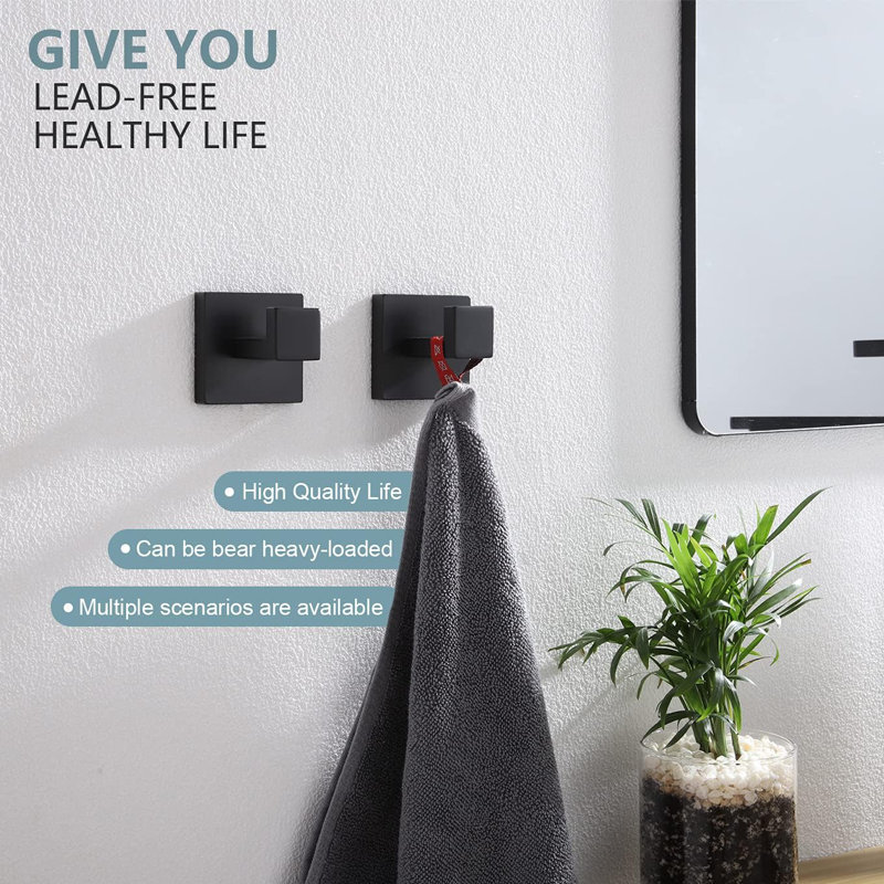 Crochet à peignoir mural robuste pour la cuisine dans la salle de bain, acier inoxydable SUS 304, quincaillerie de fixation incluse