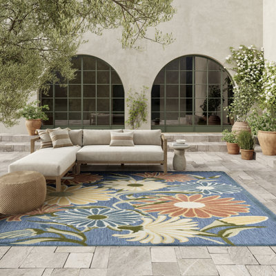 Tapis d'extérieur bleu sauge Shila