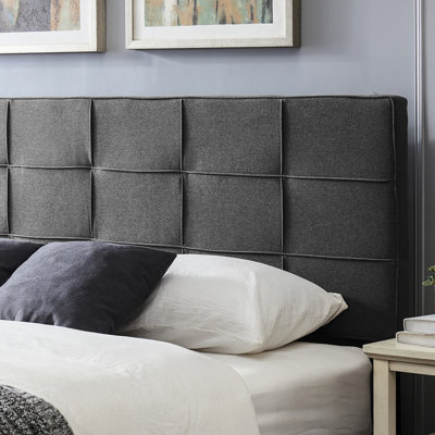 Tête de lit contemporaine très grand / très grand: design gaufré, garniture passepoilée, partie de lit réglable en tissu gris anthracite de 48,5 à 53 pouces,