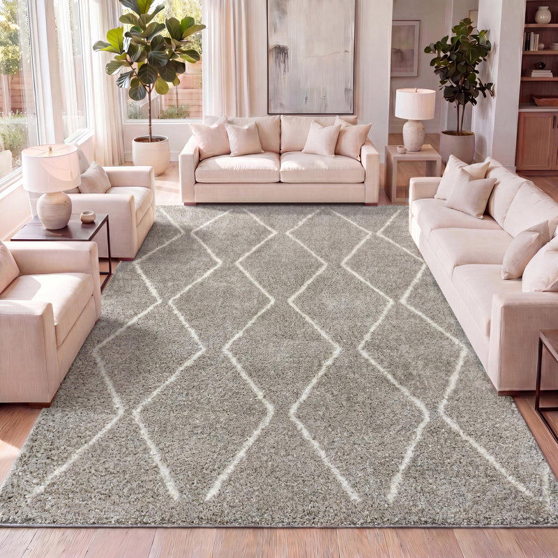 Tapis gris / ivoire Saross, Rectangulaire 3 pi x 5 pi