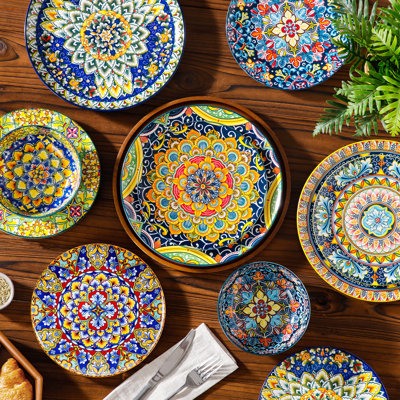 18 Piece Porcelain Bohemian Dinnerware Set, Service For 6