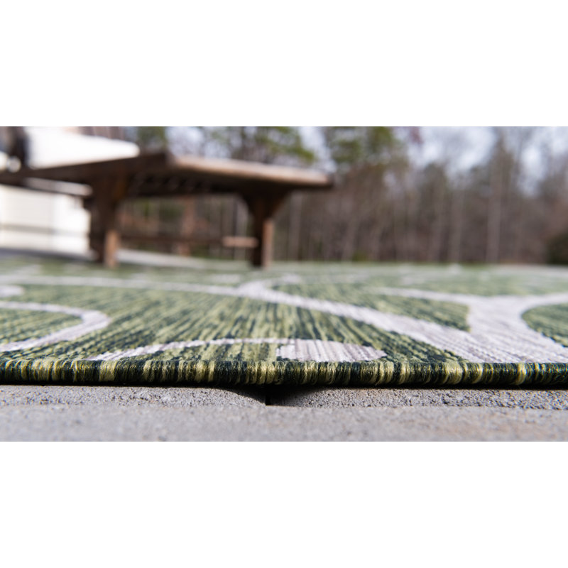 Hague Botanical Green Indoor/Outdoor Area Rug, Runner 2' x 6'1"