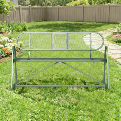Banc d'extérieur en acier 55 po, banc de parc robuste, banc de jardin extérieur en maille d'acier