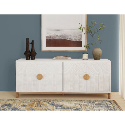 Roma Two-Tone Carved Wood Sideboard