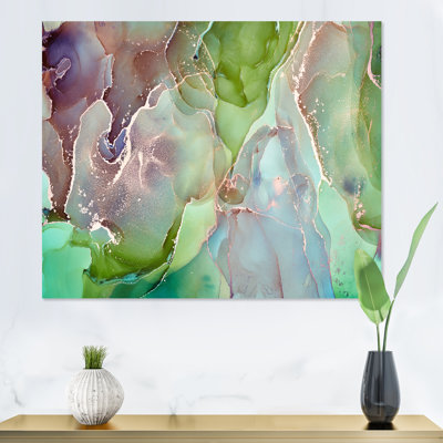 " Green And Pink Abstract Ink Art " Painting Print