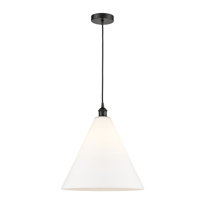 Luminaire suspendu conique à 1 lumière Bluford, Blanc mat, Noir mat, H 13,75 po x l 12 po x P 12 po