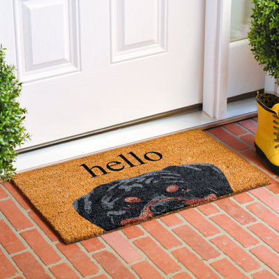 Tapis d'entrée / extérieur antidérapant Red Barrel Studio Rottweiler 29 po x 17 po