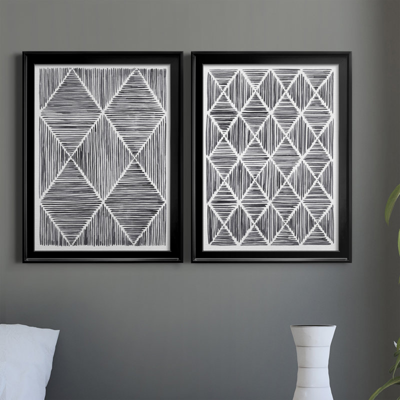 Vibrato III - Ensemble de 2 peintures sur toile encadrées, Cadre noir, H 30,5 po x l 45 po x P 1 po