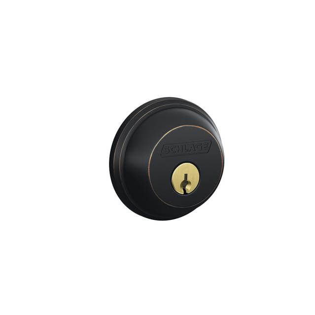 Single Cylinder Deadbolt, Aged Bronze, Keyed Different