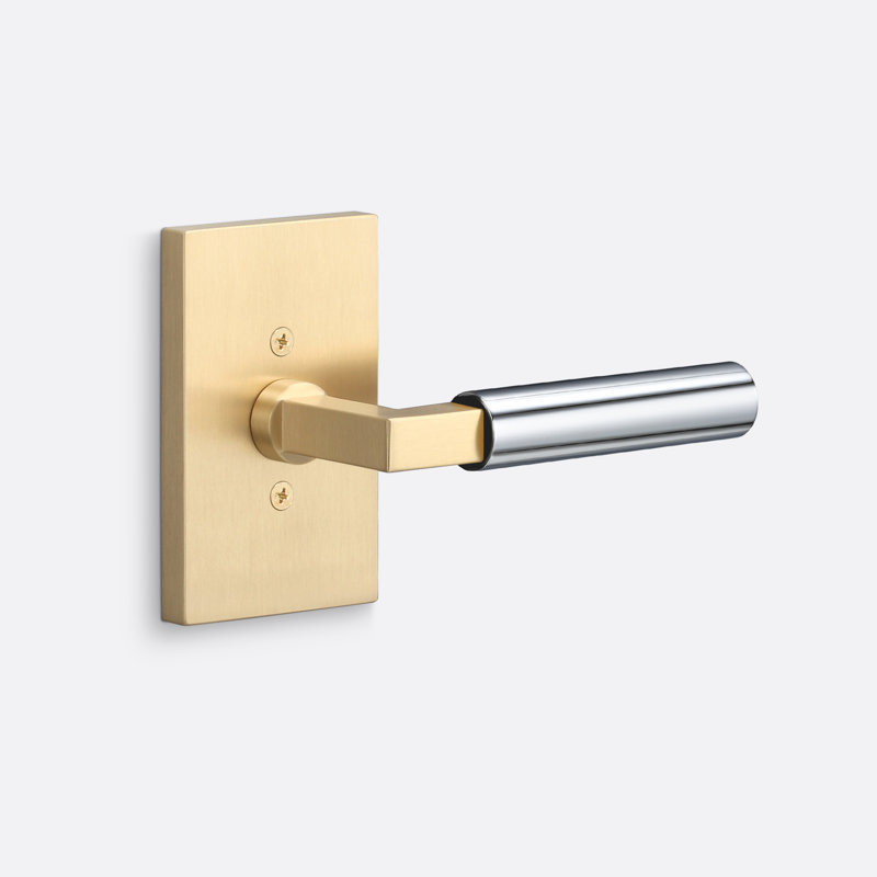 Fausse rosette Levanto, poignée lisse, Chrome poli, Laiton satiné