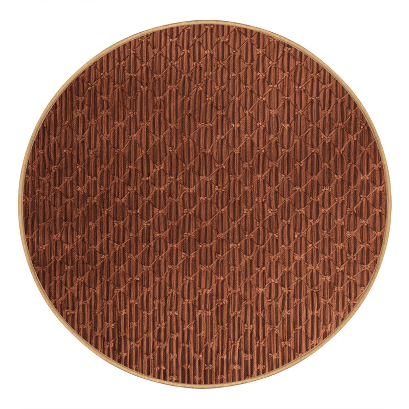 Machine Washable Trellis Brown Area Rug, Round 4'