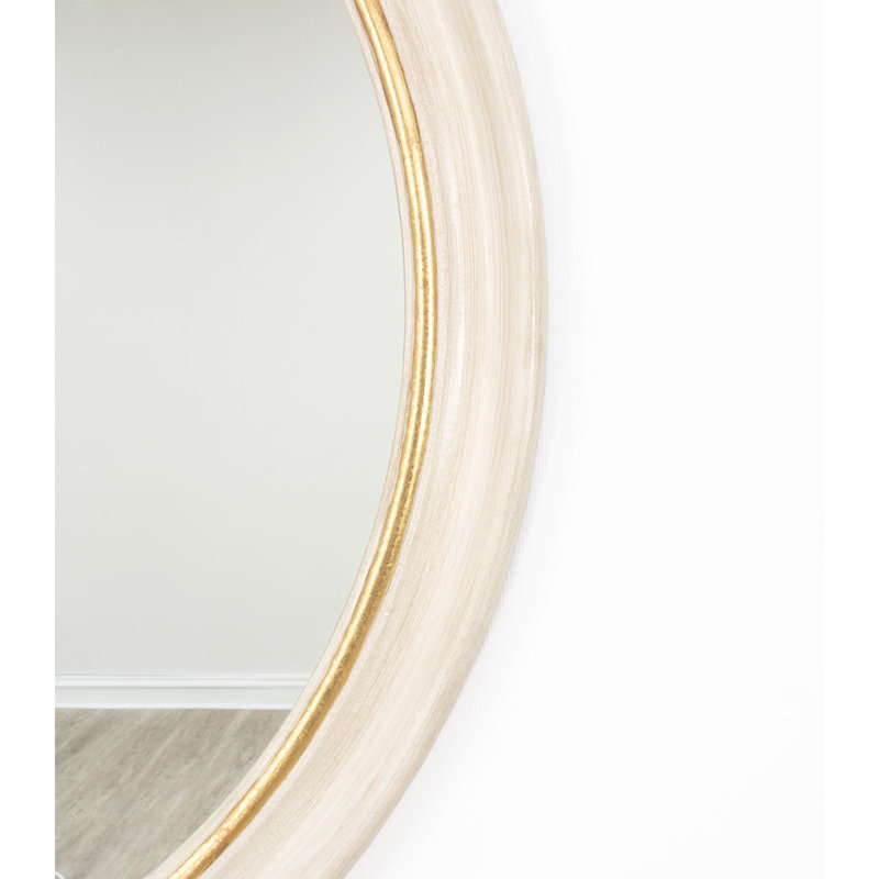Arena Framed Mirror, White/Gold Leaf