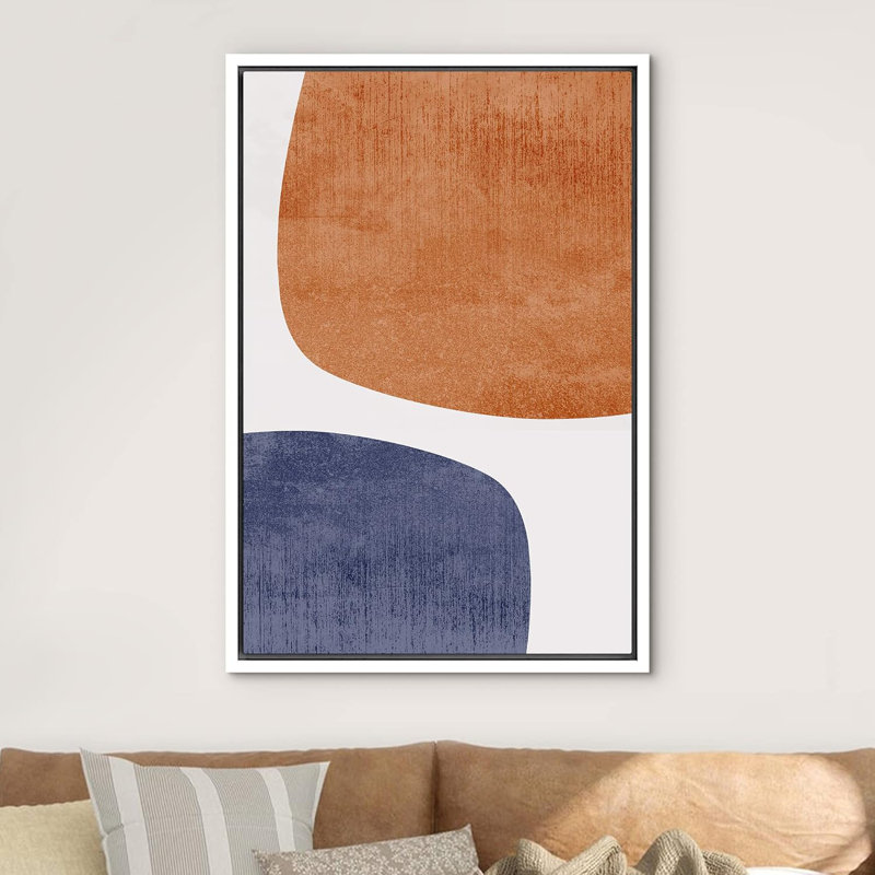 Illustration de style abstrait Mid-Century, H 24 po x l 16 po, Blanc