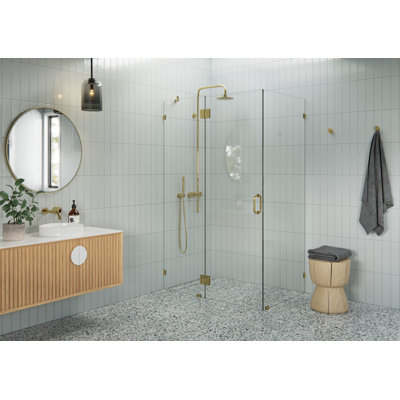 Halo 48 in. x 30 in. x 78 in. 90-degree Fully Frameless Glass Hinged Shower Enclosure