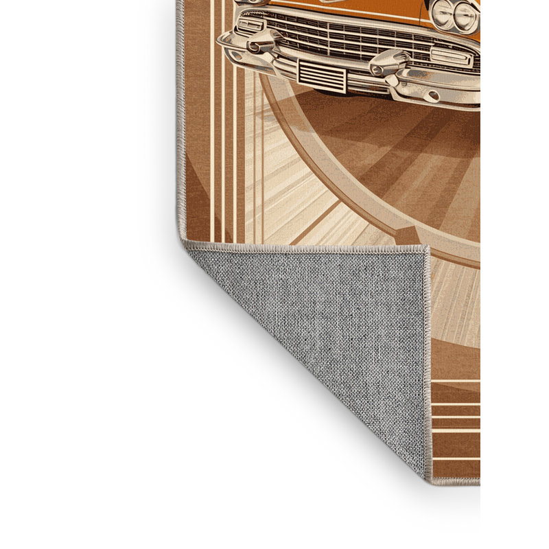 Machine Washable Daleville Classic Station Wagon Vintage Vintage Look Rug in Brown – Beige Binding, 2x5