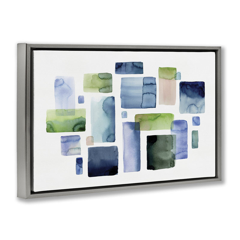 Toile à formes aquarelles asymétriques par Stephanie Ryan, Cadre flottant gris lustré, H 17 po x l 25 po x P 1,7 po