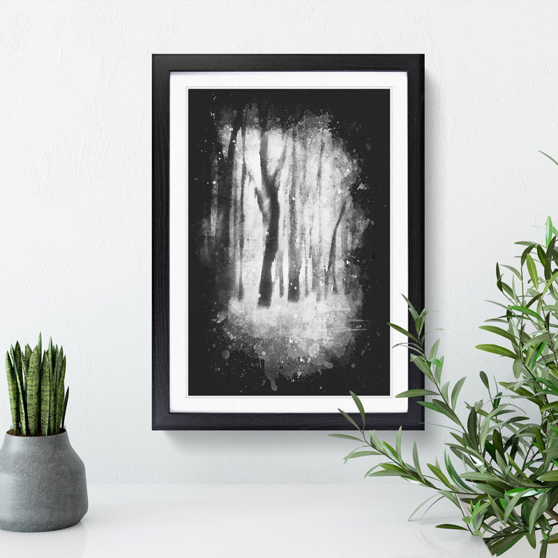 Forest Blur - Framed Print, 87cm H x 62cm W x 2cm D, Black Framed