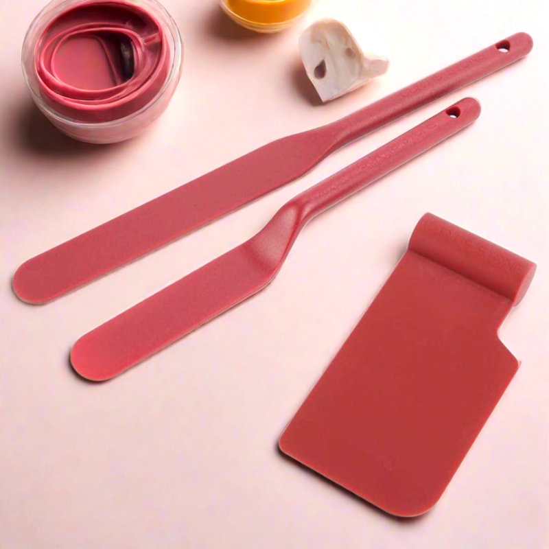 3- Piece Nylon Spatulas and Bowl Scraper Set, Burgundy