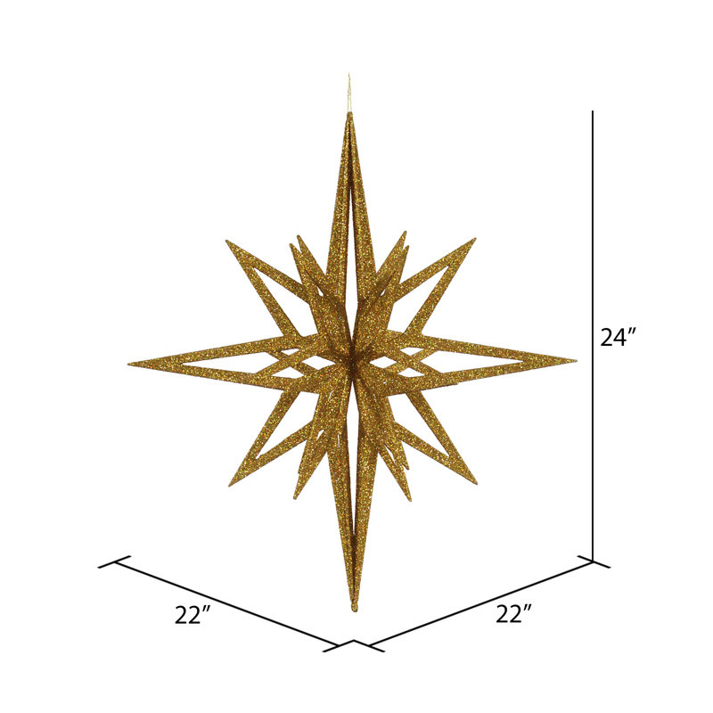 Ornement étoile 3d paillettes, Or, H 24 po x l 22 po x P 22 po