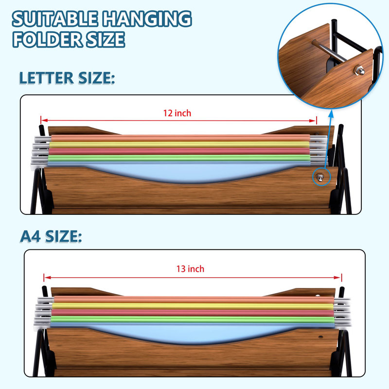 Desktop File Paper Organizer, 4 Layer Wooden Desktop Organizer, Walnut