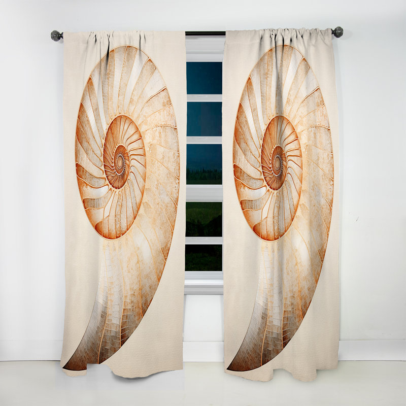 Copper Curves Nautilus Spiral I - Modern Curtain - Velvet Room Darkening - 1 panel, 52" W x 95" L