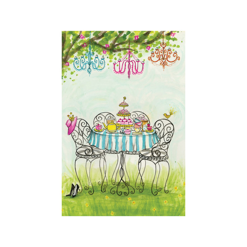 Art de jardin tea party, H 12 po x l 8 po x P 0,75 po, Toile tendue