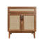 Base de meuble-lavabo autoportant en rotin de style bohémien à 2 tablettes Javer l 30 po x P 18 po x H 33 po (lavabo non inclus), noyer-93805413