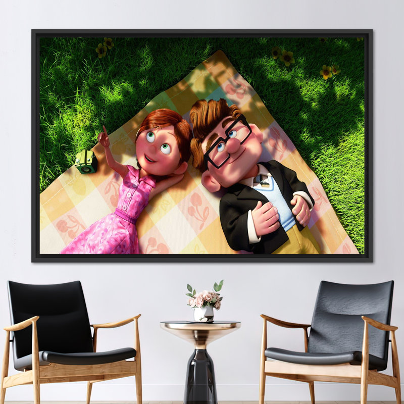 Carl and Ellie, art mural abstrait romantique inspiré par Up Movie - affiche sur le thème de l'amour, H 37 po x l 61 po, Noir