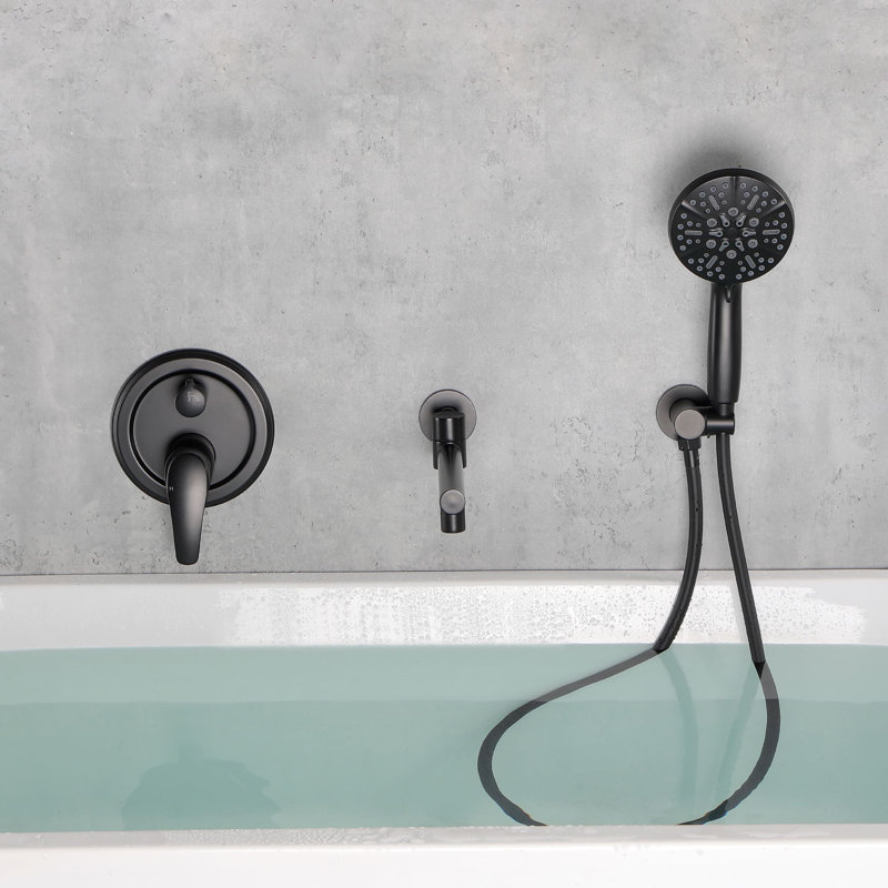 1 Handle Wall Roman Tub Faucet with Diverter, Matte Black