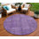 8' Purple Eggplant And Gray Round Patchwork Washable Indoor Outdoor Area Rug