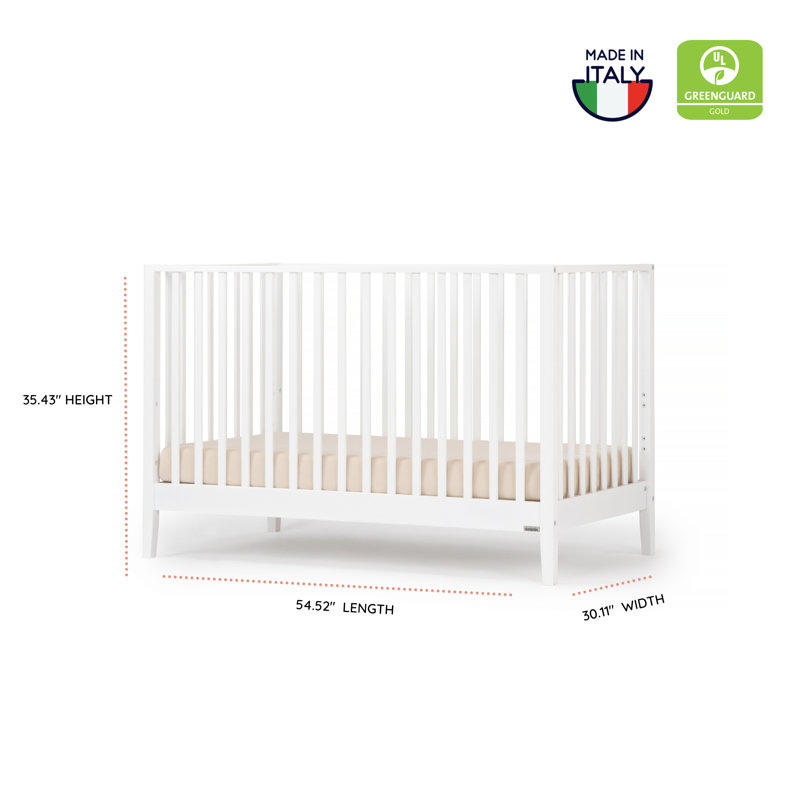 Lala 3 -in-1 Convertible Crib, White