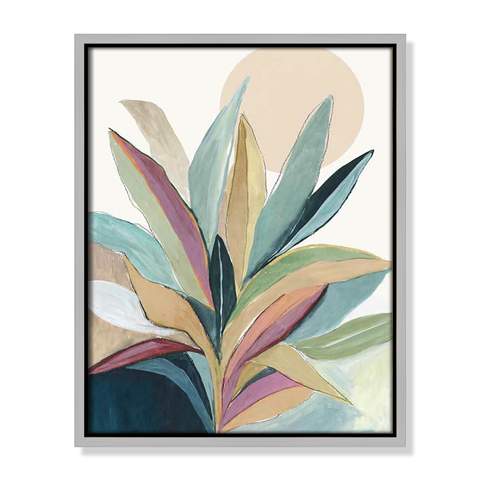 Sherbrooke Sunny Bright Leaves I by Asia Jensen Print, No Mat, 15.5" H x 12.5" W x 2" D, Silver Floater Framed