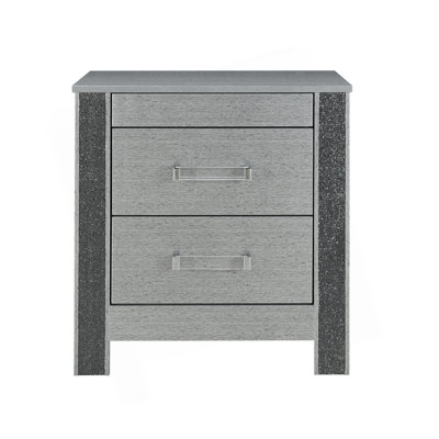 Charmante table de chevet argentée Lorenzo avec compartiment secret et design élégant pour les chambres modernes