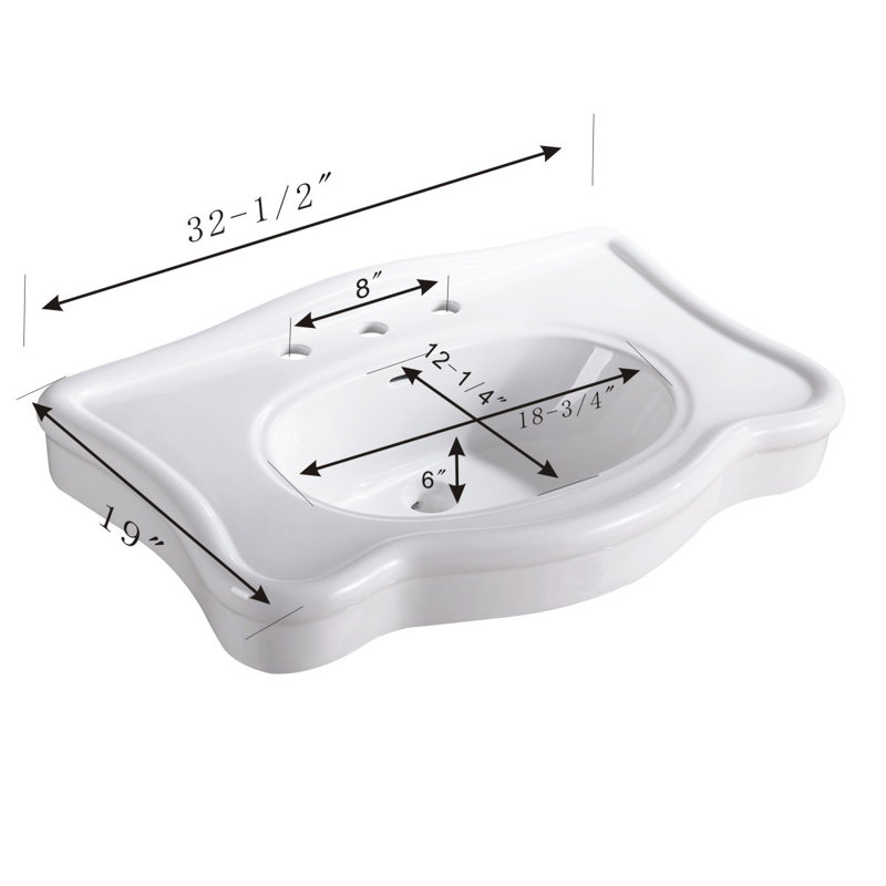 Deluxe White Porcelain Console Bathroom Sink with Overflow