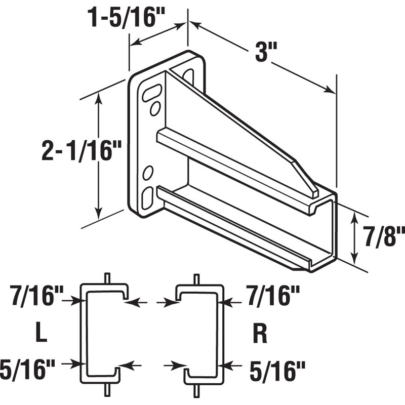 Prime-Line Rear Drawer Track Back Plate  Support and Maintain Alignment of Bottom/Side Mounted Drawer Glides, 5/16 In. x 7/8 In., Plastic, White (1 Pair)