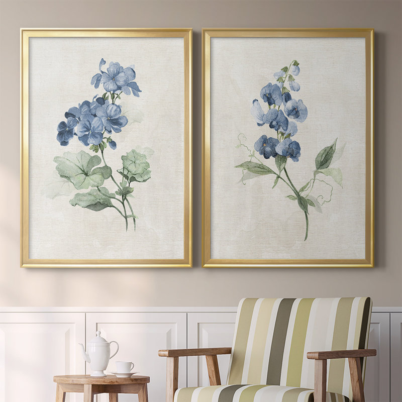 Farmhouse Periwinkle I, toile encadrée de qualité supérieure - prête à être accrochée, Or, H 24,5 po x l 37 po x P 1,25 po