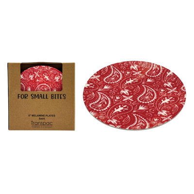 Ensemble de 4 assiettes décoratives en mélamine rouge Bandana