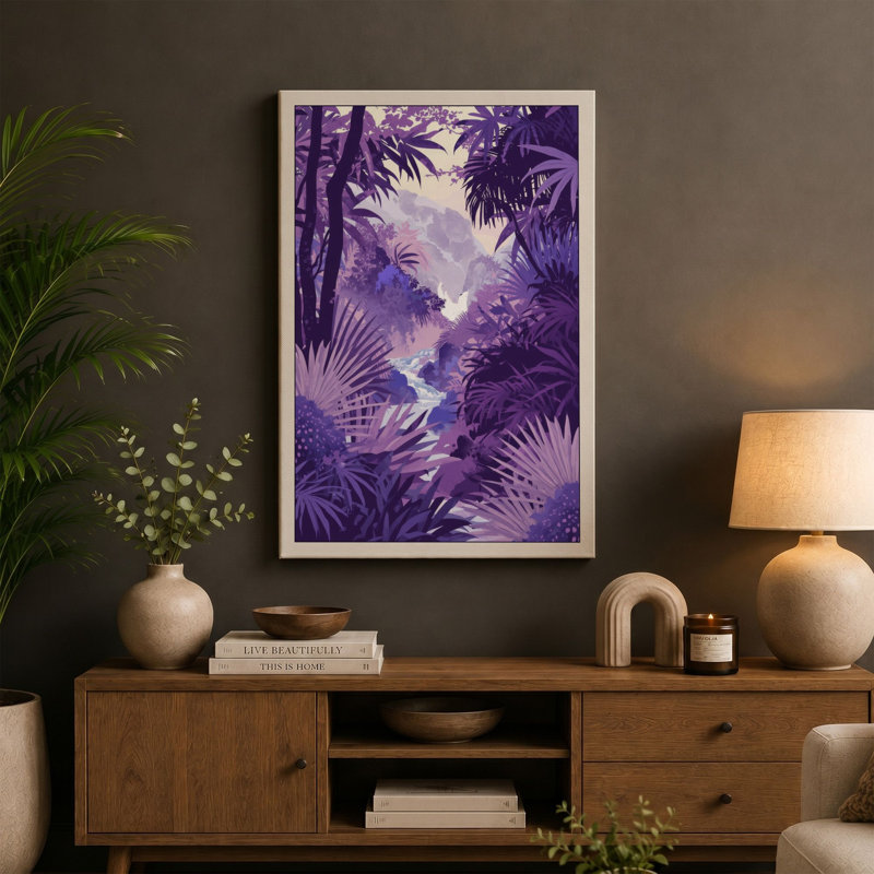 Misty Forest Tropical - Wrapped Canvas, 18x12 - 45.7 x 30.5 cm, Sage Border