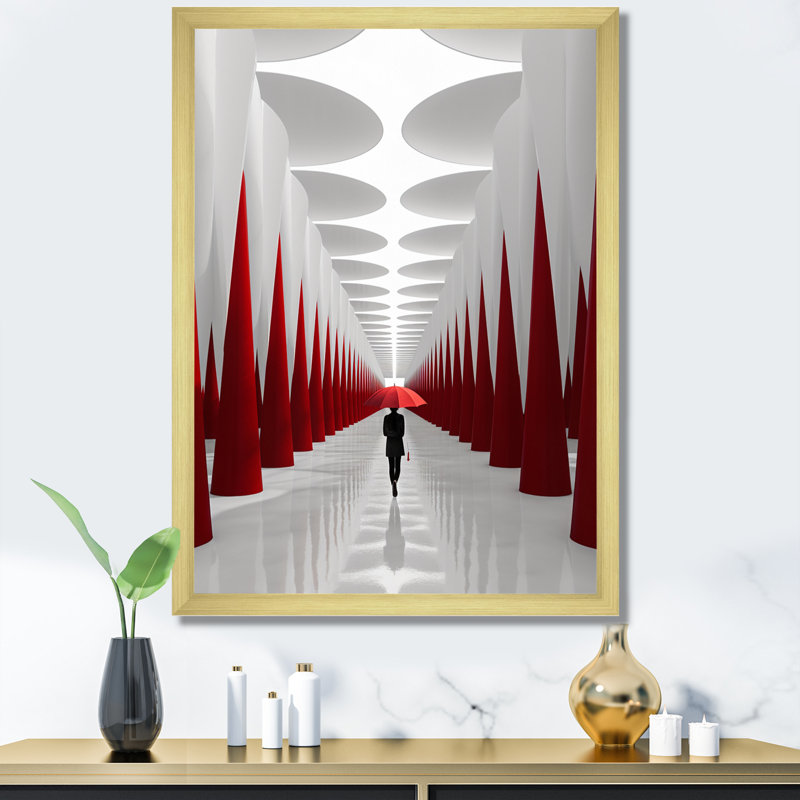 Chemin rouge vers le rêve I - impression, Cadre doré à une seule photo, H 40 po x l 30 po x P 1,5 po