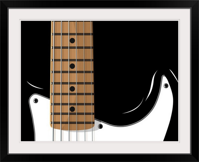 «Guitare» par Francy, reproduction d'art, H 20 po x l 24 po x P 1 po, Cadre noir