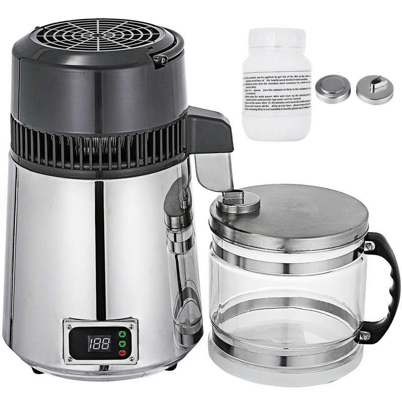 Distillateur d'eau de comptoir, 1,1 gallon / 4L, acier inoxydable distillé 750W faisant la machine, Blanc