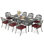 Ensemble de salle à manger de patio 9 pièces pour 8 personnes, ensemble de table et chaises de patio en aluminium coulé toutes saisons - table rectangulaire de 94,5 po et 8 chaises de jardin, trou pour parasol 2 po