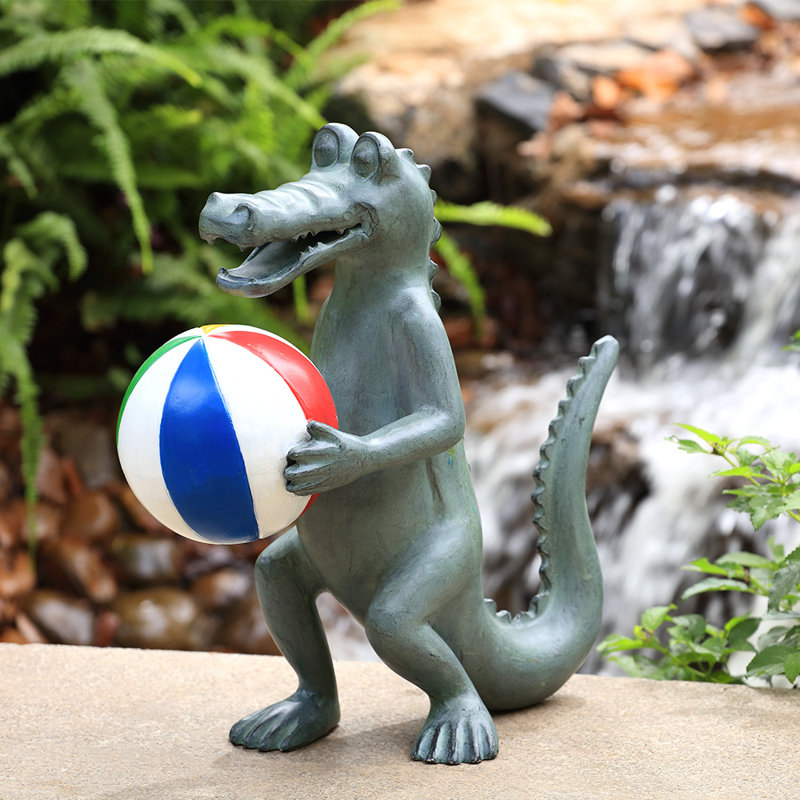 Beach Play Gator Garden Sculpture