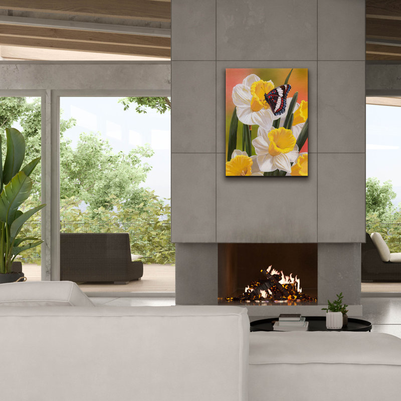 «Daffodils Butterfly» par William Vanderdasson, H 34 po x l 26 po x P 1,5 po