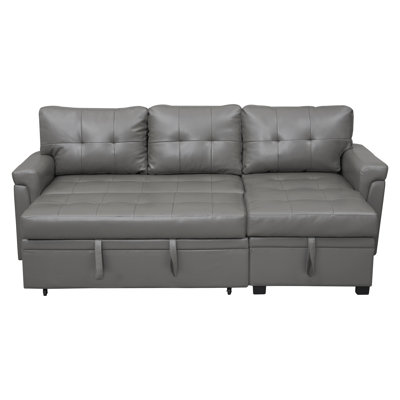 Drashti L-Shaped Pull-Out Sleeper Sofa – Sectional Couch with Hidden Storage