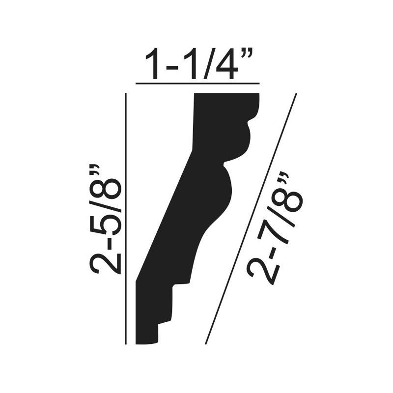 Moulure couronnée en polyuréthane 2-5 / 8 po x 1-1 / 4 po x 94-1 / 2 po Pro L 39