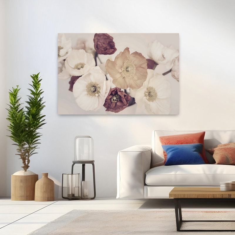 «Open Blooms», art mural abstrait contemporain, H 32 po x l 48 po