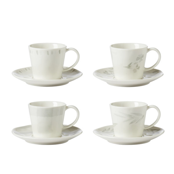 Lenox Blue Bay 4 Piece Teacup & Saucer Set