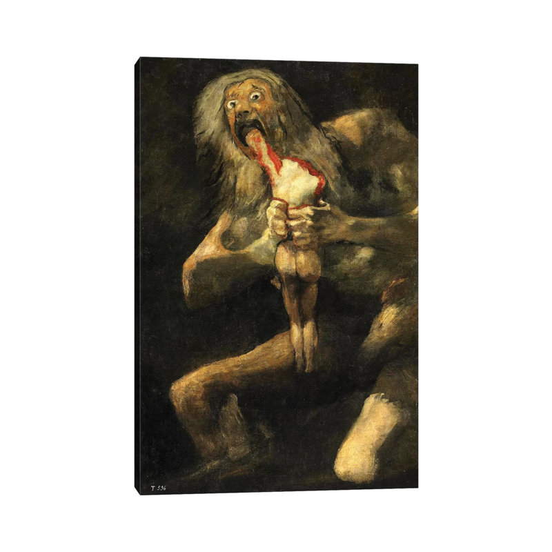 Saturn Devouring One Of His Sons, 1821-23 by Francisco Goya - Wrapped Canvas Painting, 20.32 cm H x 30.48 cm W